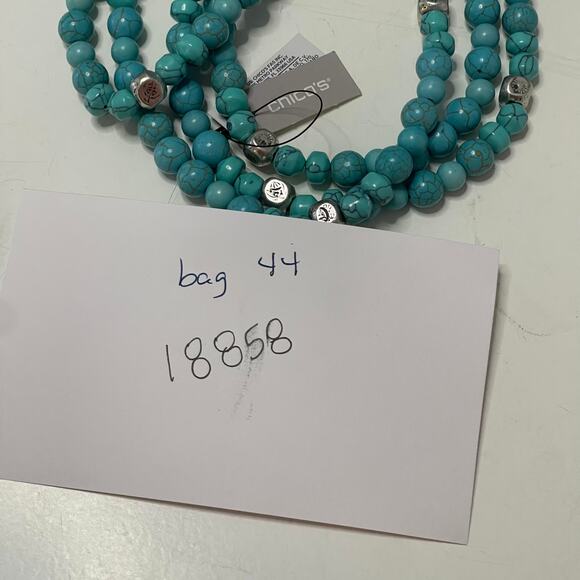 Chico's turquoise dyed stone beads with silver tone signed costume jewelry - Picture 15 of 15